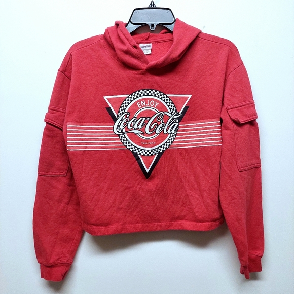 Coca Cola Tops - Coca-Cola Red Cropped Hoodie Pullover